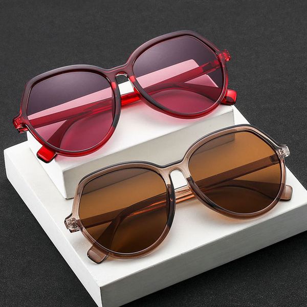 

grey oversized polygonal women sunglasses so&ei vintage red tea lens eyewear men outdoor sports driving sun glasses shades uv400