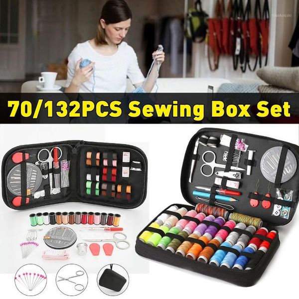 

70/132pcs sewing kits diy multi-function sewing box set for hand quilting stitching embroidery thread accessories1, Black