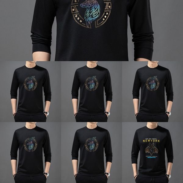 

fall 2020 ghost blade men's long sleeve sweater sweaterround neck thickening trend men's sports casual sweater reljc, Black