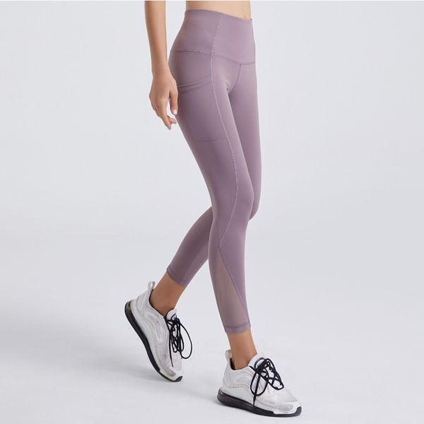

discount women yoga pants high waisted sports gym wear leggings mesh quick dry fitness wear pockets yoga outfits 5 colors style two, White;red