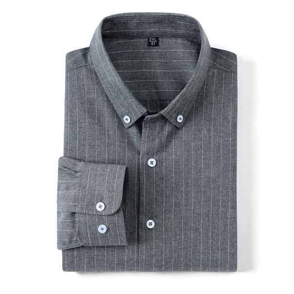 

men casual striped shirts gray brushed fabric long sleeve regular fit soft spring/autumn leisure male plaid pockeless 1022, White;black