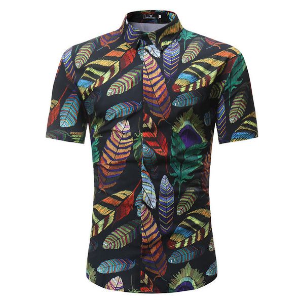 Camicia da uomo Summer Style Palm Tree Print Beach Camicia hawaiana da uomo Casual manica corta Hawaii Camicia Chemise Homme Formato asiatico 3XL C1222