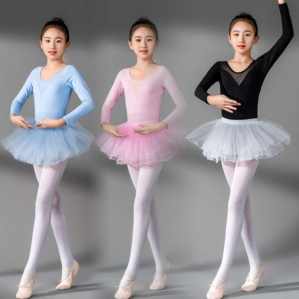 

training long sve children's ballet skirt girl's dance drs autumn and winter shape, Blue