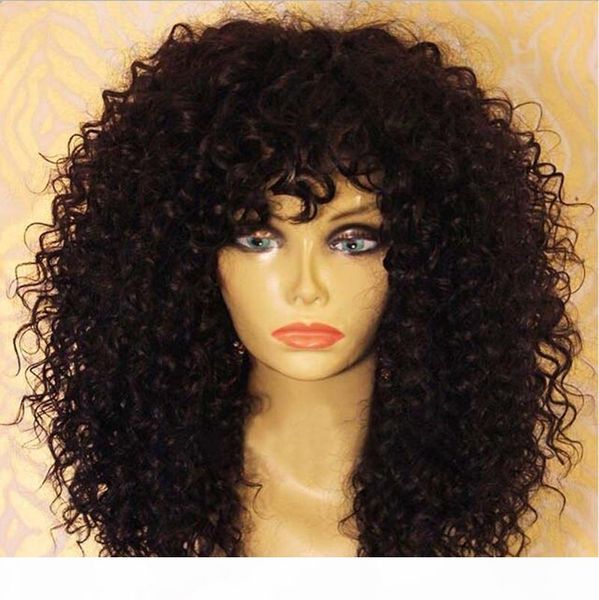 

remy virgin hair lace front wigs with baby hair brazilian curly glueless full lace human hair wigs with bangs for black women, Black;brown