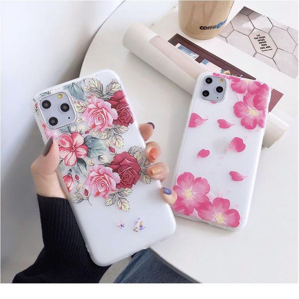 

phone case for iphone 11 11pro 6 6s 7 8 plus x xr xs max se2 beautiful flower matte soft jllbli