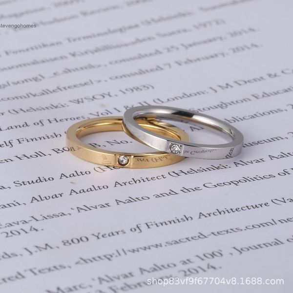 

diamond inlaid women's titanium stainless steel xiaoqing new ring, extremely thin, Silver