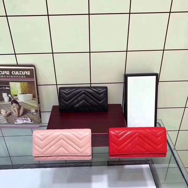

selling new women's wallets, long internal zipper, female designer clutches, made of sheepskin, herringbone design, classic fashion, at, Red;black