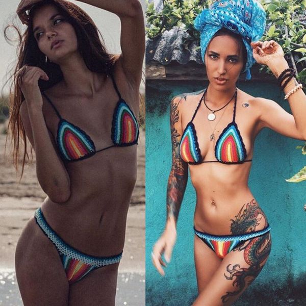 

hand crocheted bikini suit swimsuit bandage bathing suits padovsh