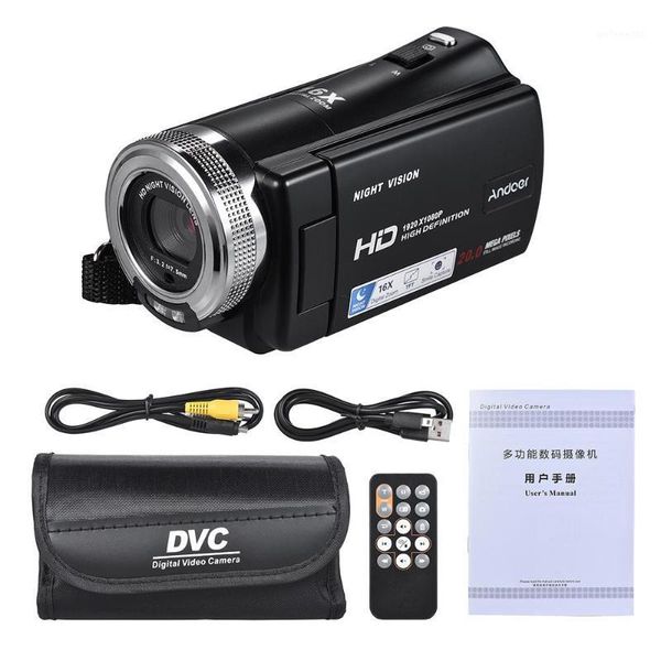 

v12 1080p video camera full hd 16x digital zoom recording camcorder w/3.0 inch rotatable lcd screen support night vision r301