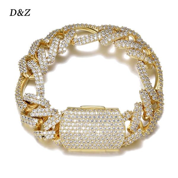 

Â D&Z 18mm Figaro Bracelet Miami Cuban Link Bracelet Bling Zircon Charm Men's Hip Hop Chain Women Jewelry, Black