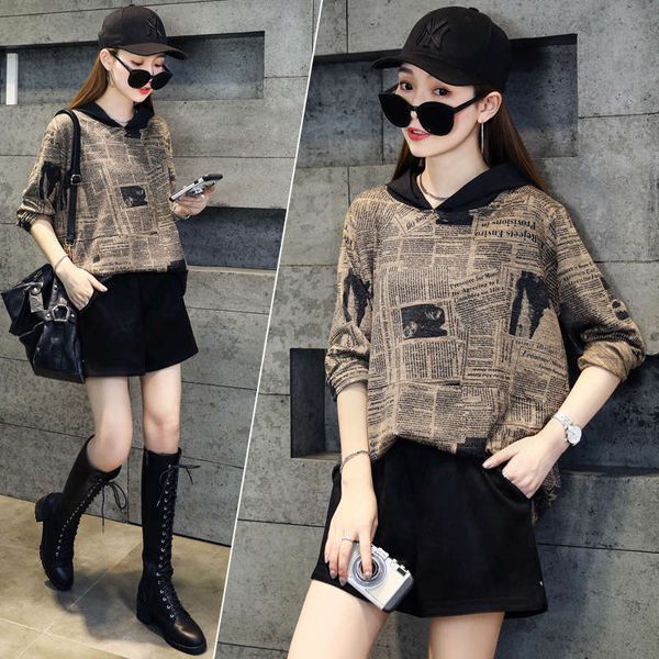 

women's sweater 2020 new spring and autumn thin korean loose foreign style hoodie ins design fashion, Black