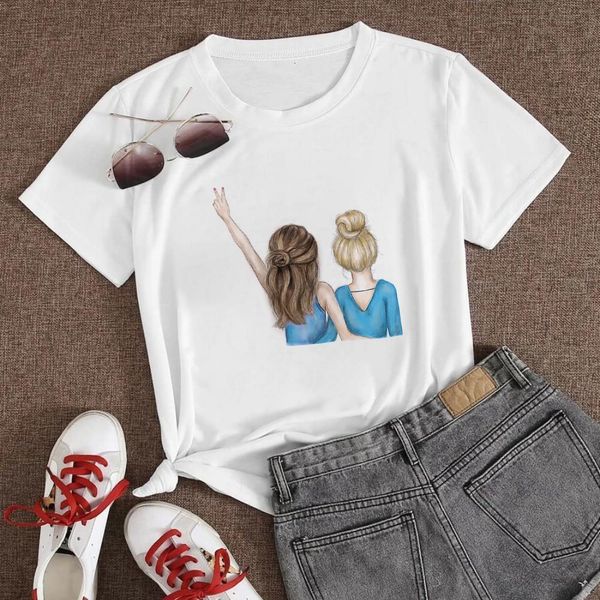 

pretty minimalism aesthetic beautiful fashion t shirt vintage new women t-shirt one girl is encouraging another girl t shirt, White