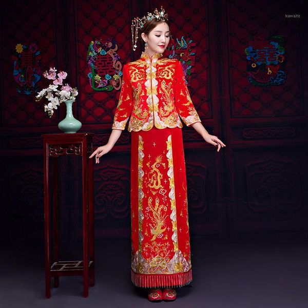 

xiuhe bridal dress wedding cheongsam qipao female wedding cheongsam overseas chinese style bride embroidery1, Red