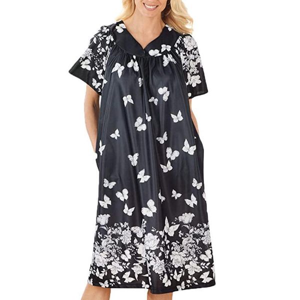 

floral printed dresses for women with pockets casual short sleeve v-neck sukienka letnia loose dress vestidos de verano kg-16, Black;gray