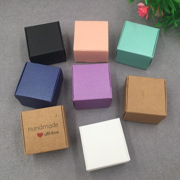 30pcs/lote 4x4x2.5cm Colorido Kraft Paper Jewelry Packing Small Gift Box for Handmade Soap Candy JLlyvv