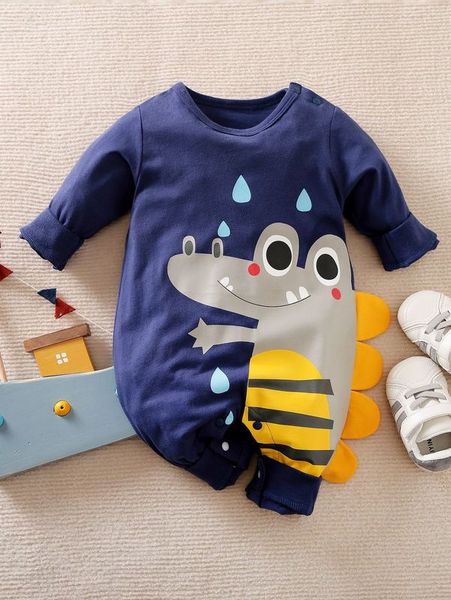 

yierying baby cartoon graphic 3d patched jumpsuit she01, Blue