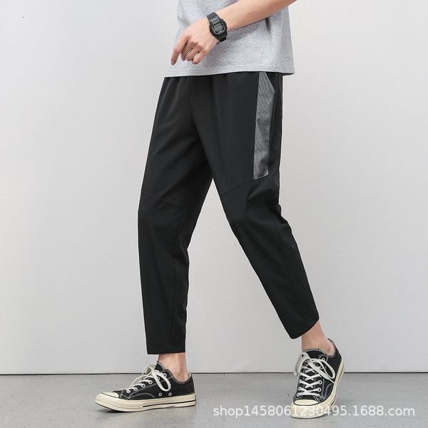 

leggings sports men's trousers lace casual youth pants summer thin capris, Black