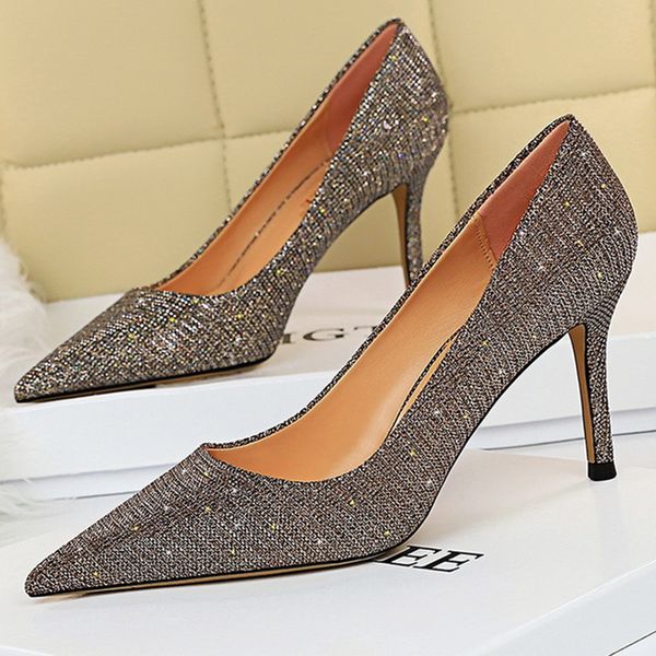 

new luxury women shoes dropship ladies women party pump shiny crystal shallow toe pointy high heelsmultifunction, Black