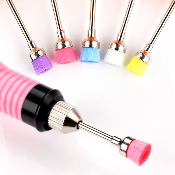 

1pc 3/32'' electric nail drill bit cleaning brush nail drill accessories abs colorful nail art tools nail-art design clear brush, Yellow