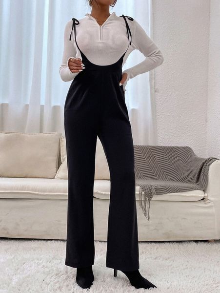 

tie shoulder overall jumpsuit without sweater i0kj#, White