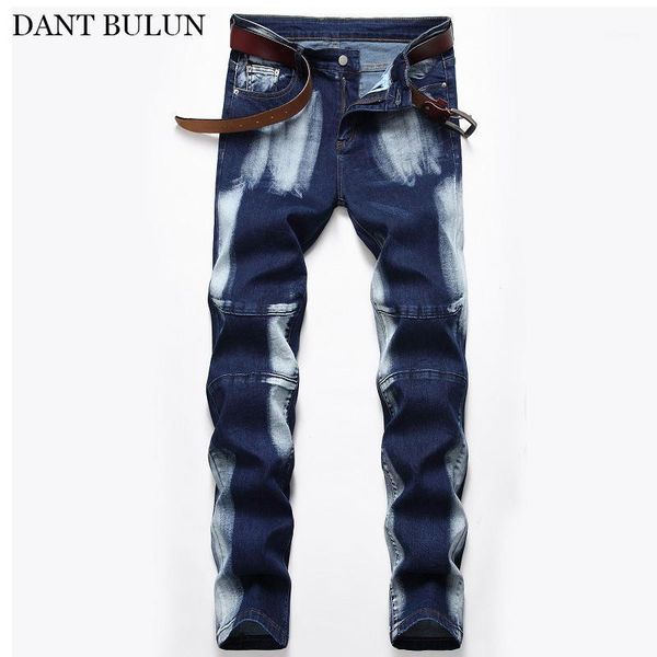 

men's jeans men slim fit for male straight pants stretch denim jean trousers elastic classical dark blue casual homme1