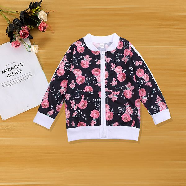 Drucken Floral Kleinkind Mädchen Winter Kleidung Set Baby Mädchen Boutique Kinder Kleidung Sport Anzug Hip Hop Mädchen Trainingsanzüge Zip upX1019