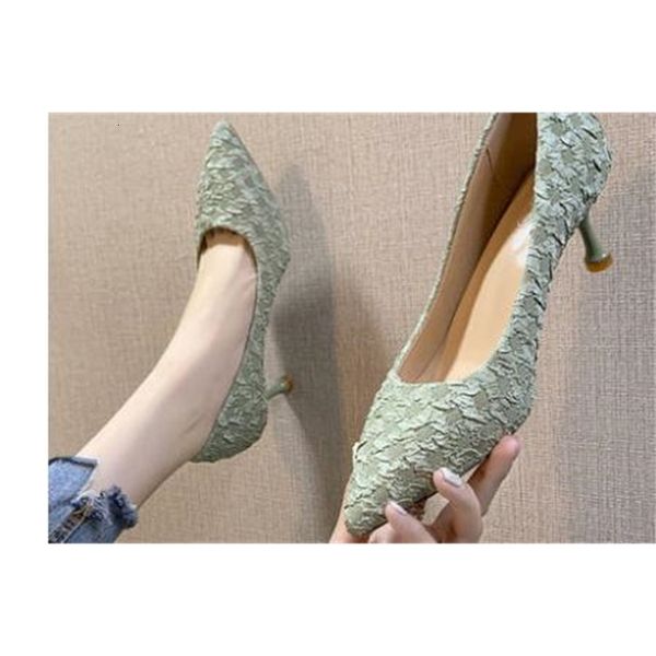 

2021 women's shoes in spring and autumn new style fine heel pointed end suede@3077 q9wz, Black