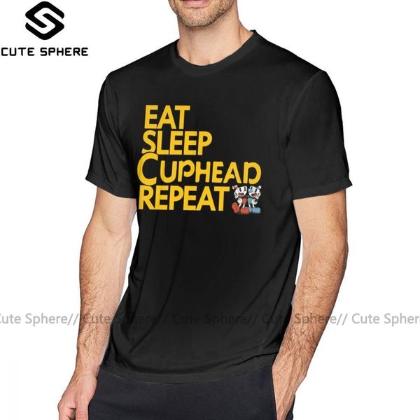 

sport cuphead t shirt cuphead tshirt eat sleep cuphead repeat t-shirt printed short sleeves tee shirt cotton man streetwear 4xl tshirt