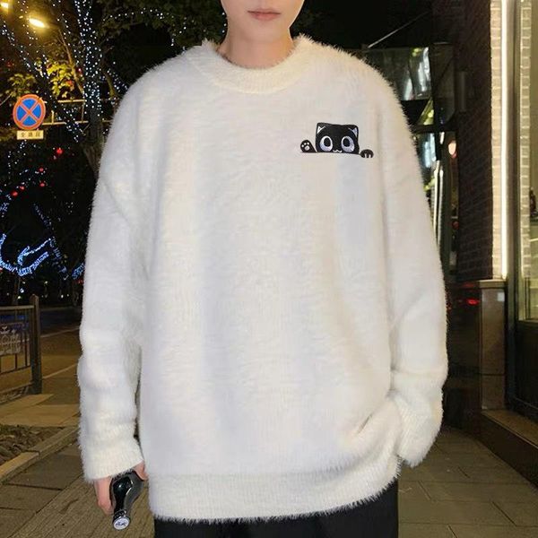 

men's sweaters autumn and winter sweater loose jacket, White;black