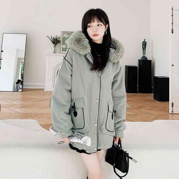 

women's down & parkas winter new horn buckle plus cotton clothing lv1q, Black