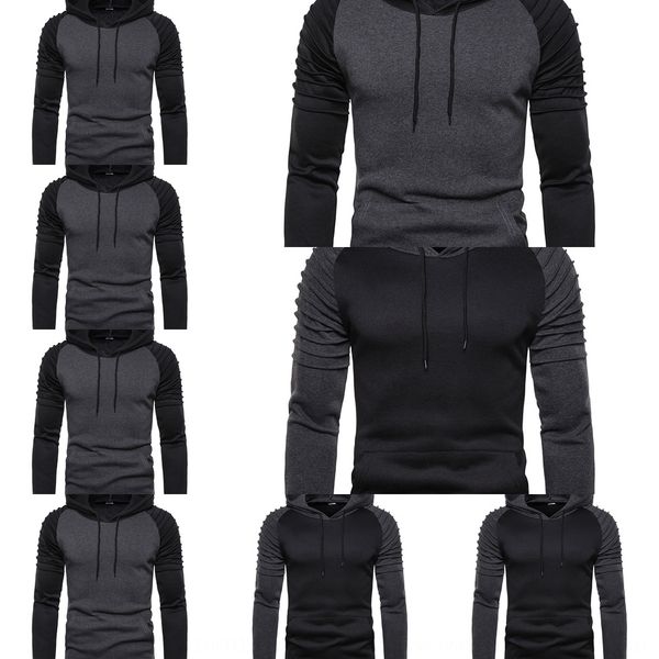

new eu size hooded men's casual sweater coat in autumn winter 2019 fashion splicing sweater pullover pullovercoat pullover jjap0, Black