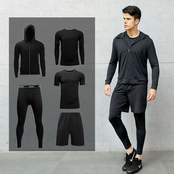 

fitness quick dry four five 200 kg basketball morning running tight training suit gym men's large, Gray