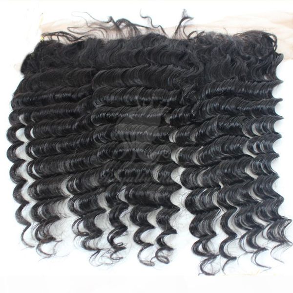 

full lace frontal closure 13x4 deep curly wave virgin brazilian human hair ear to ear lace frontal pieces wholesale price, Black;brown