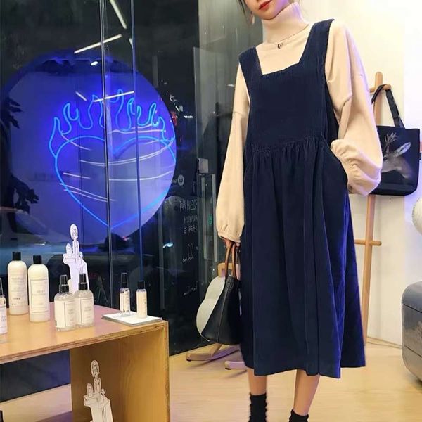 

age reduction materni corduroy suit net red autumn and winter pregnant strap drs sweater two piece set women's fashion, White