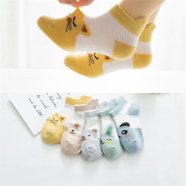 

5pairs/lot 0-2y baby socks summer cotton animal cartoon kids socks girls mesh cute newborn boys toddler socks baby y201009, Pink;yellow