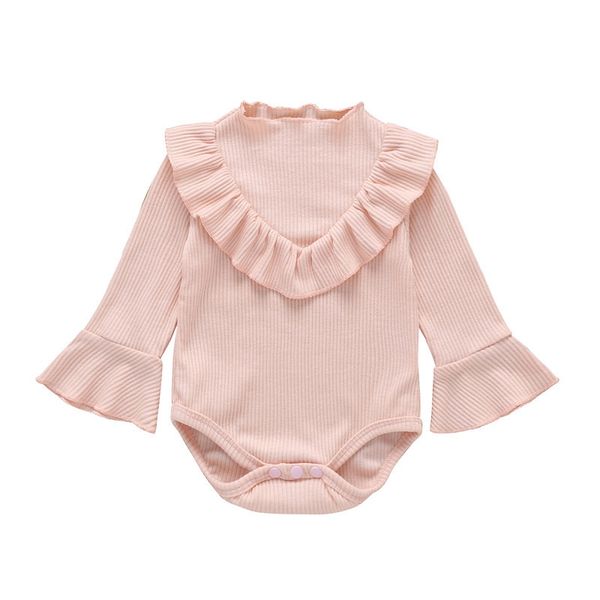 

3 color flared sleeve baby girls rompers toddler girls outfits clothes baby onesie newborn romper cotton autumn infant jumpsuits t200706, Blue
