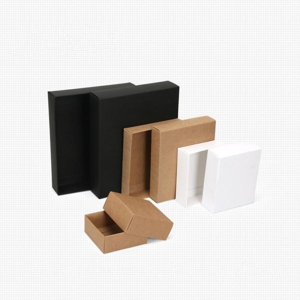 

10pcs kraft black white cardboard box with lid kraft paper blank carton box diy craft gift packaging boxes h bbywaa