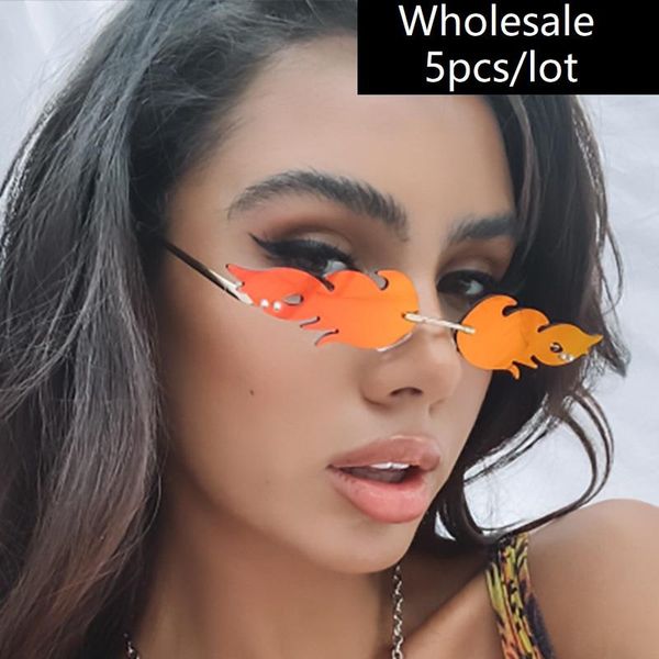 

sunglasses wholesale 5pcs/lot fire women 2021 personality red shades for cat eye sun glasses lentes de sol mujer, White;black