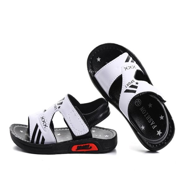 

summer children sandals for boys girls kids casual outdoor soft non-slip leather slippers shoe student flat beach shoes b0004 y201028, Black;red