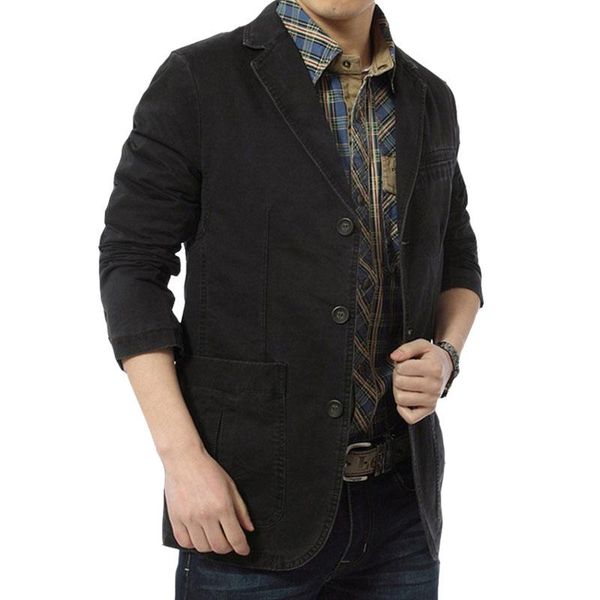 

men's jackets arrival autumn and winter washed cotton casual blaze button up with pocket informal business, Black;brown