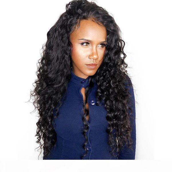 

virgin brazilian deep body wave full lace wig human deep wave glueless hair lace wigs for black women with baby hair, Black;brown