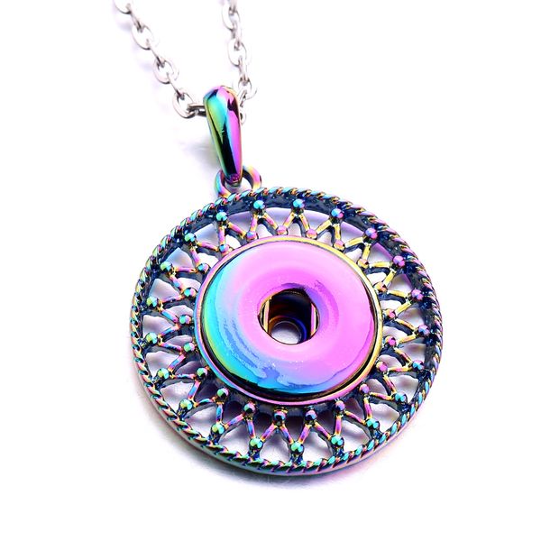 

vintage snap button jewelry dazzle color plating pendant fit 18mm snaps buttons necklace for women men noosa n130, Silver