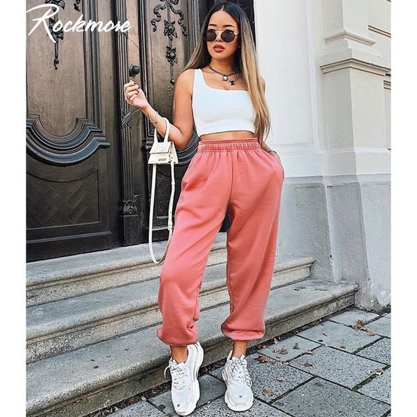 

rockmore baggy pencil pants women plus size black winter wide leg sweat pants oversized joggers streetwear high waisted trousers 1017, Black;white
