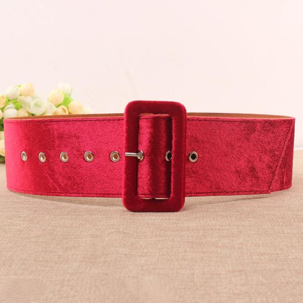 

новейшие моды бархатные штырь пряжки ремни для женщин панк металл серебряный цвет талия аксессуары горячая вечеринка черный широкий ремень у, Black;brown