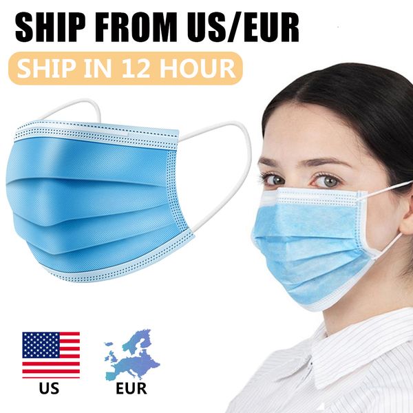 

layers masks dust-proof dhl disposable face 3 mask with elastic earrings disposable anti dust protective mask us stock asap shipping