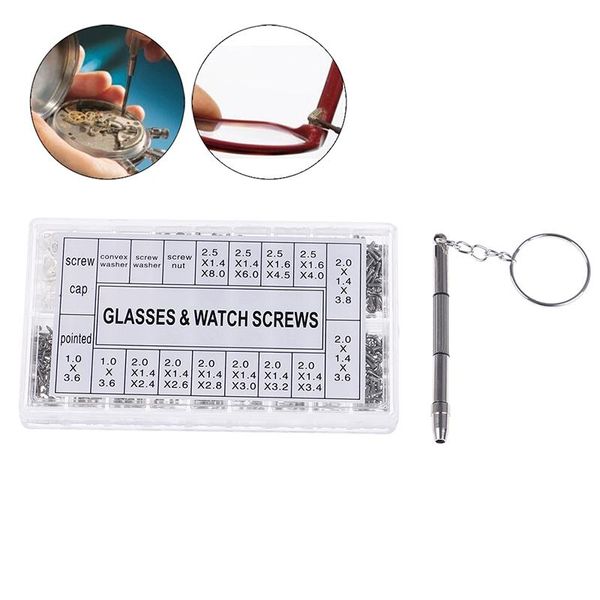 

1000pcs/set micro glasses sunglass watch spectacles screws nuts screwdriver repair tool, Silver