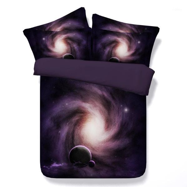 

3d 5pcs starry sky/moon space/galaxy/black hole bedding set with filler twin/full//king/super king size1