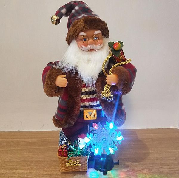 

1piece / dhl с голосовым led santa clause рисунок lamp snoflake рождественские огни орнамент плюшевые игрушки 2020 2021 xmas party украшения