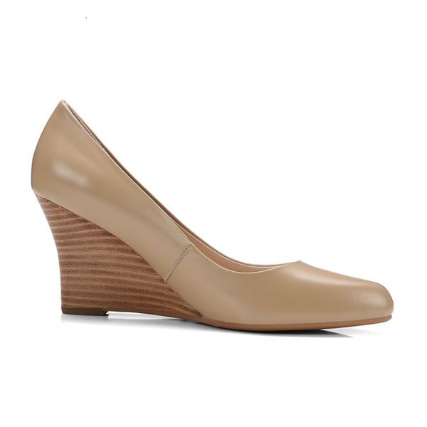 

2021 new female genuine wedding fashionable shoes toe wedges ladies high heels aw2f, Black