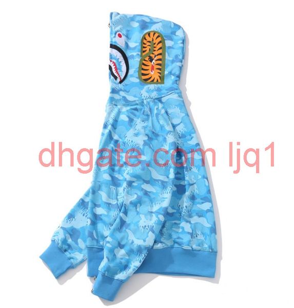 

mens shark hoodies embroidery teenager blue pink cam ma1 flight male tide shark hoodie men 's couples hooded jackets, Black